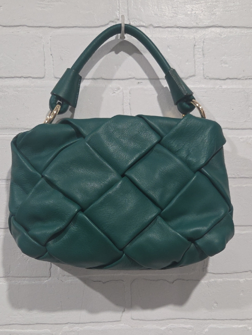 Green Woven Top-Handle Women's Bag